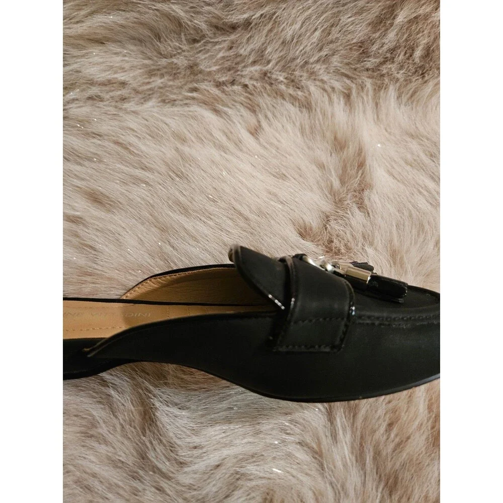 Adrienne Vittadini Saige Black Slip On Tassel Loafer Mule Sz 7.5 Still Online